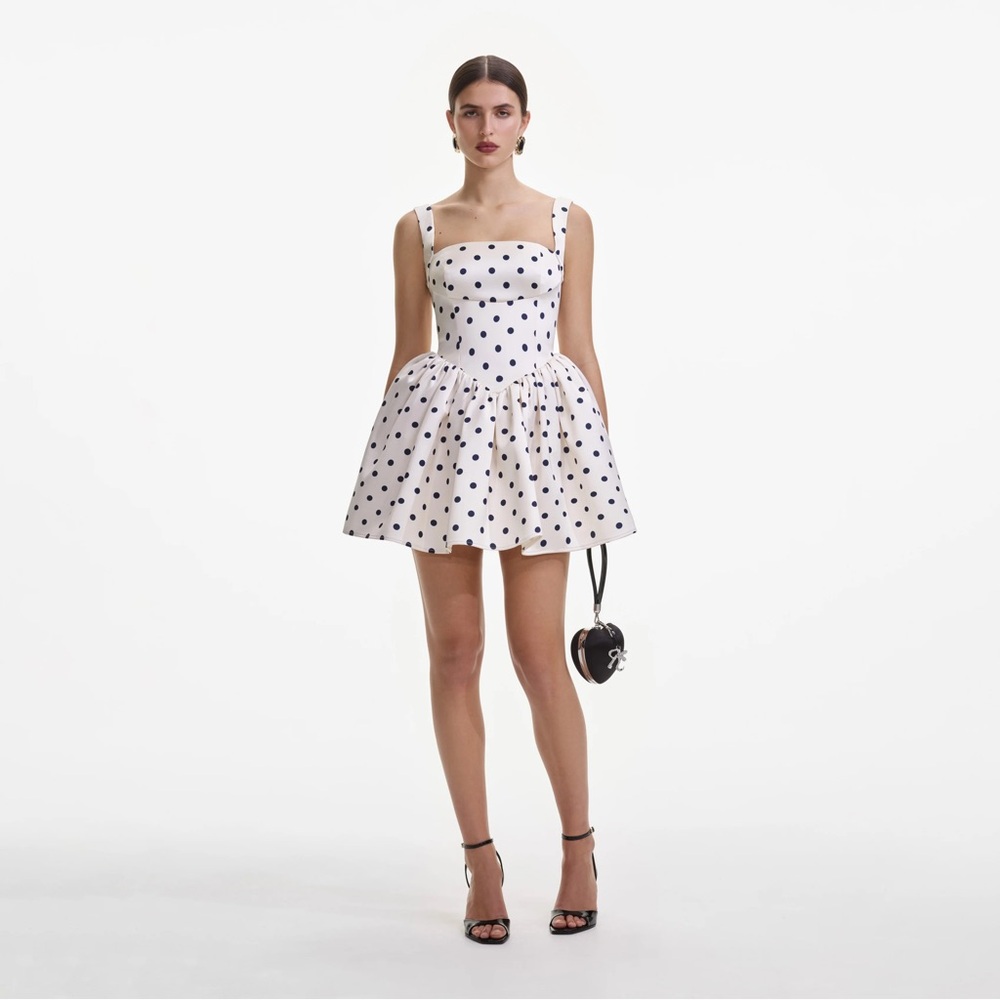 New with tags ! Self-Portrait Ivory Polka Dot Mini Dress